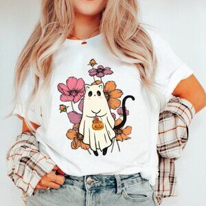 Cute Halloween Cats shirt, Halloween Cat Ghost Shirt, Cool Ghost Shirt